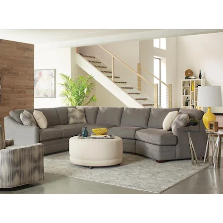 Customizable Three Piece Sectional Sofa with Track Arms and Semi Attached Backs